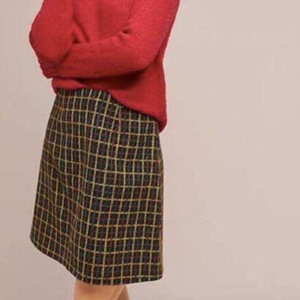 Anthropologie Hutch MultiColor Windowpane Skirt M